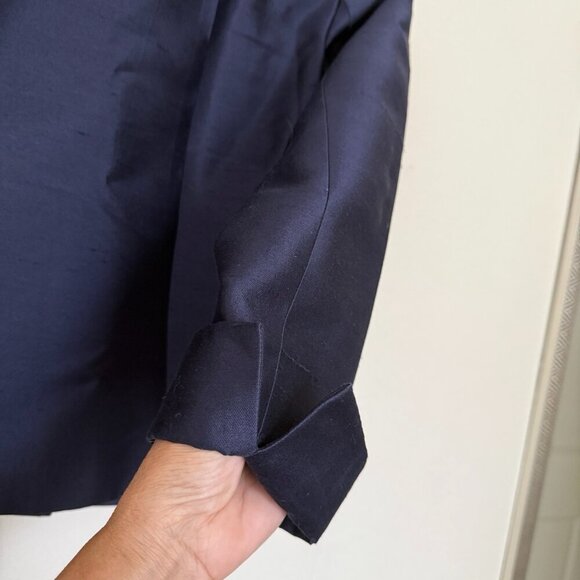 Talbots Blazer Silk/ Wool Navy Blue Blazer Lined Long Sleeve size 6 - Picture 9 of 11